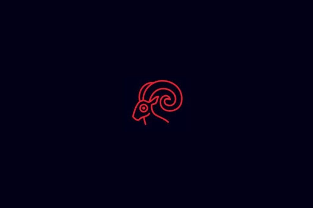 Ilustração do símbolo do signo de áries em fundo preto
