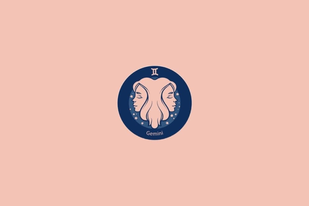 Ilustração do signo de Gêmeos com dois rostos opostos em perfil