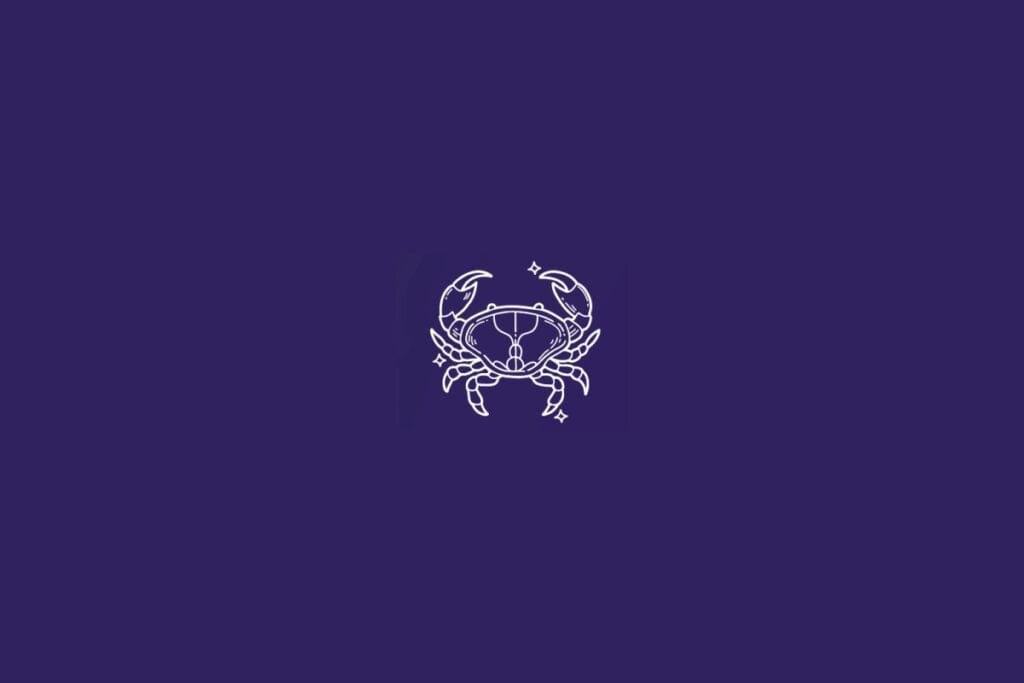 Ilustração do signo de Câncer em um fundo roxo