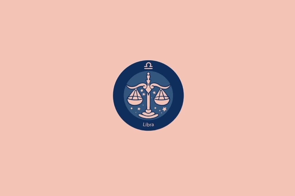 Ilustração do signo de Libra com uma balança equilibrada