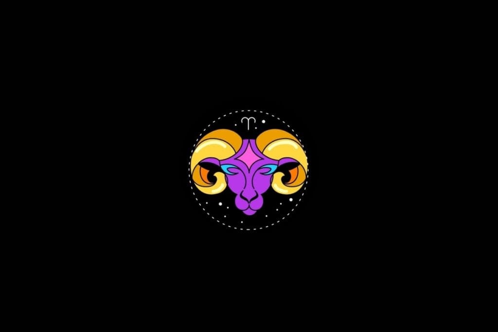 Ilustração do signo de Áries em um fundo preto