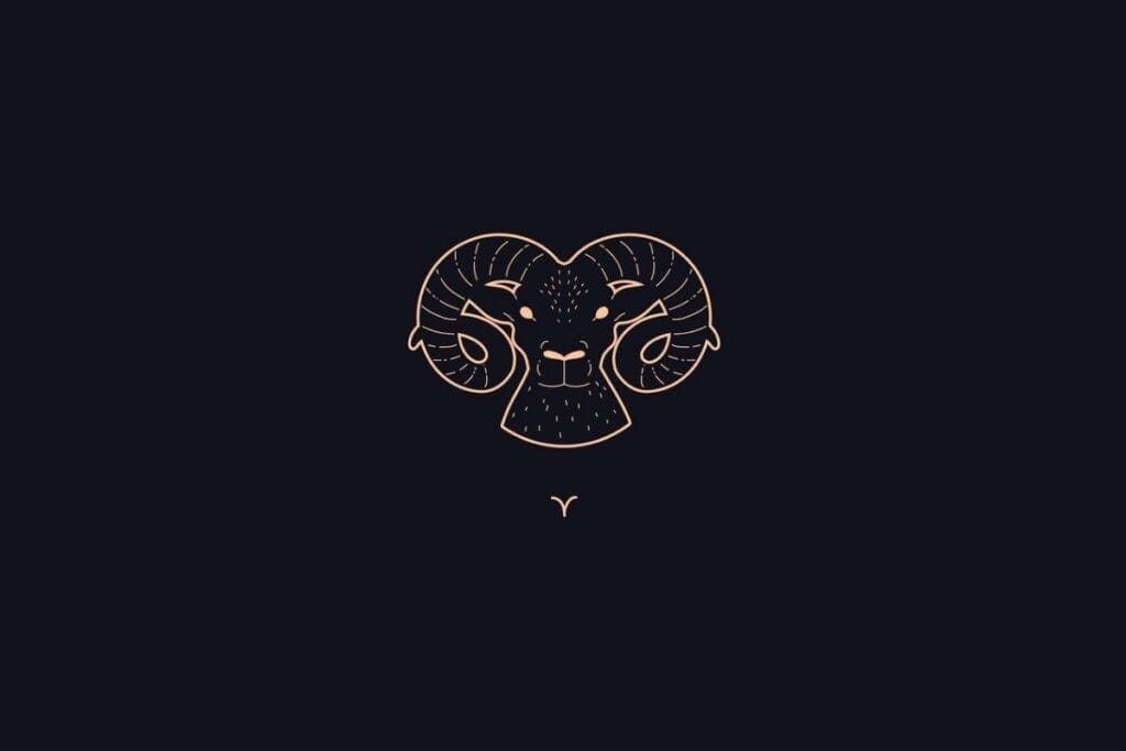 Ilustração do signo de Áries em um fundo preto