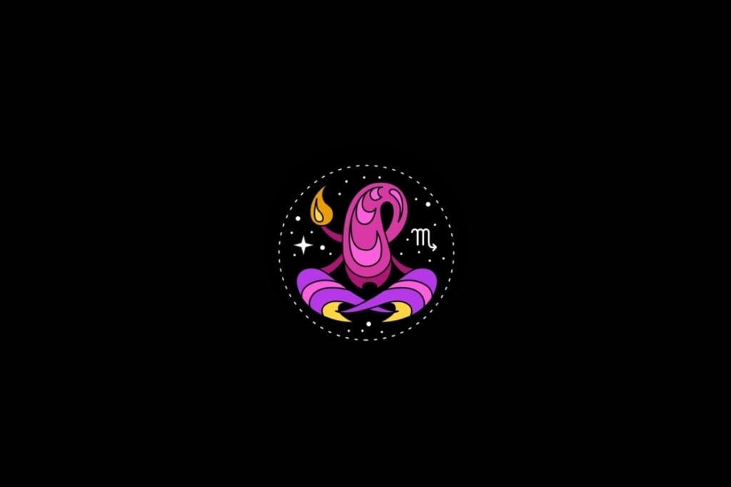 Ilustração do signo de Escorpião em um fundo preto