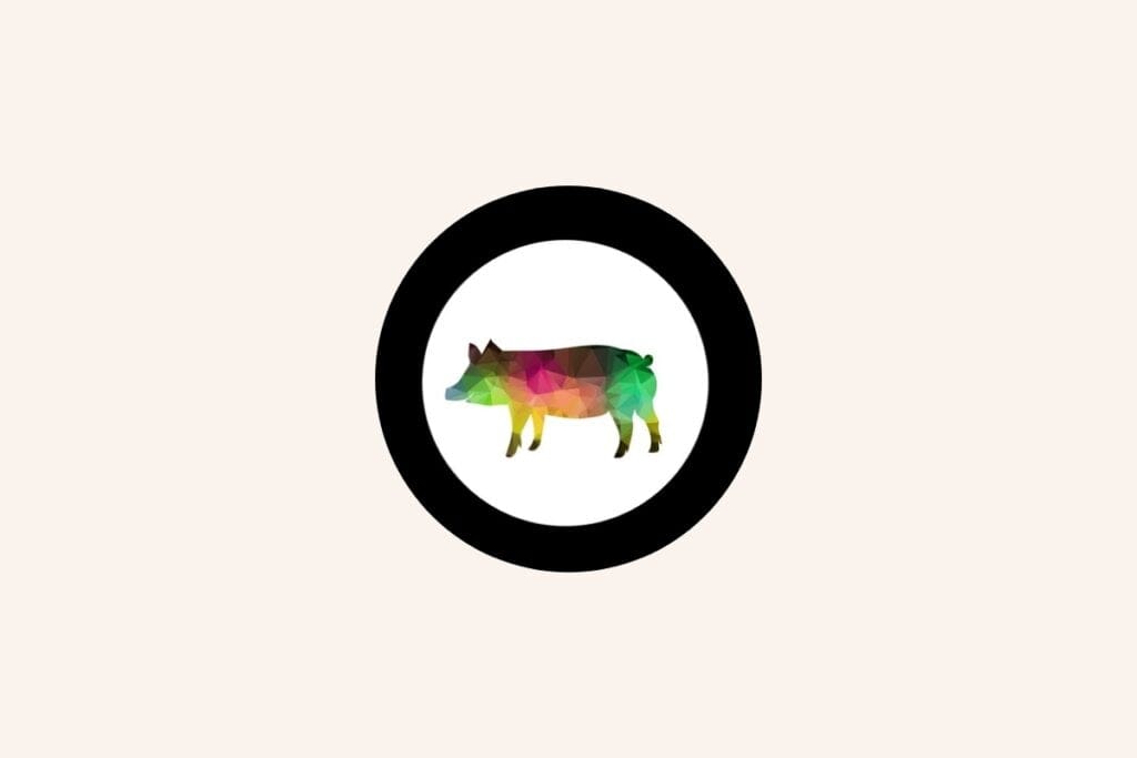 Ilustração do signo do javali colorido em um fundo branco, preto e bege