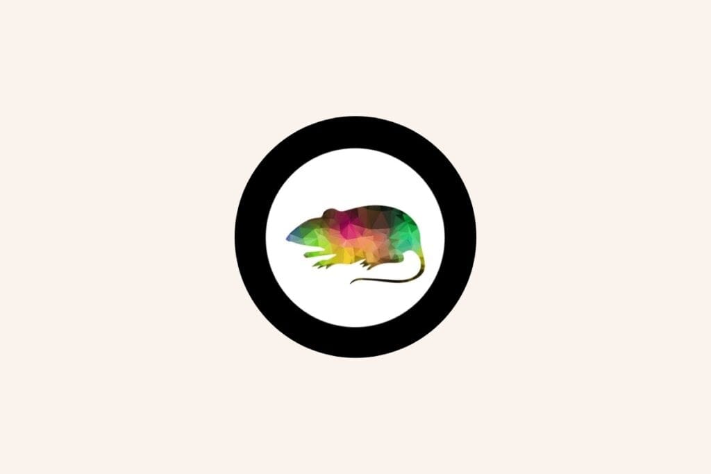Ilustração do signo do Rato colorido em um fundo branco, preto e bege