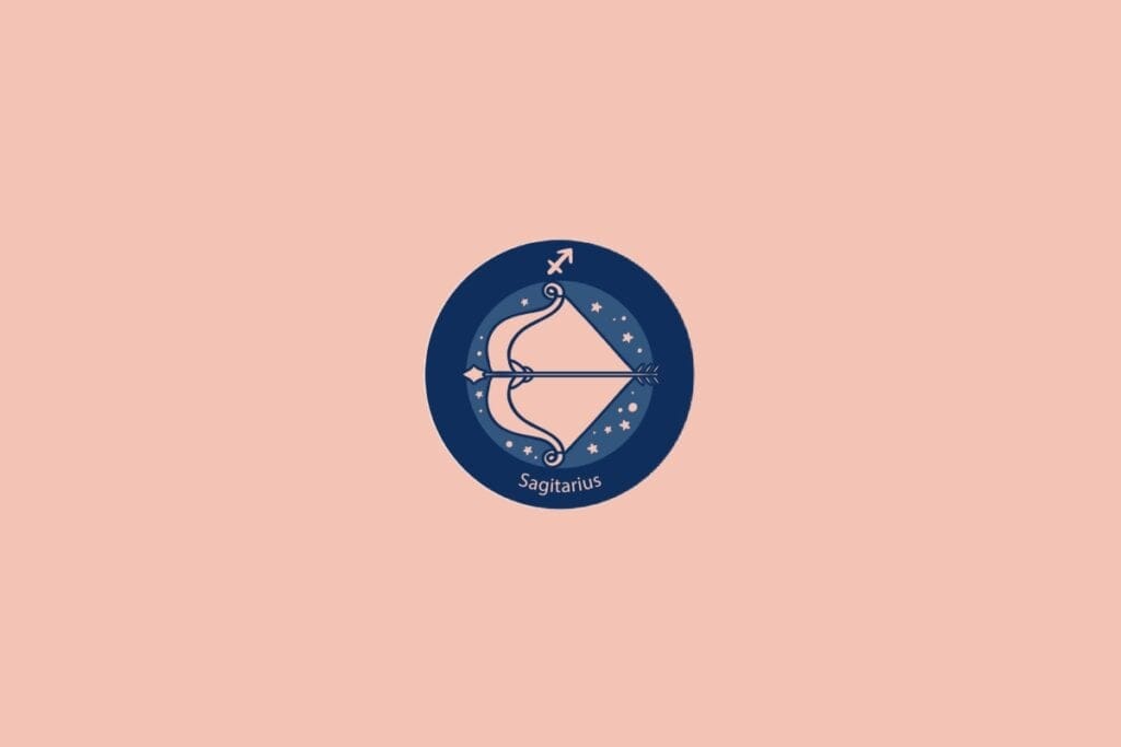 Ilustração do signo de Sagitário com um arco e flecha apontados para cima