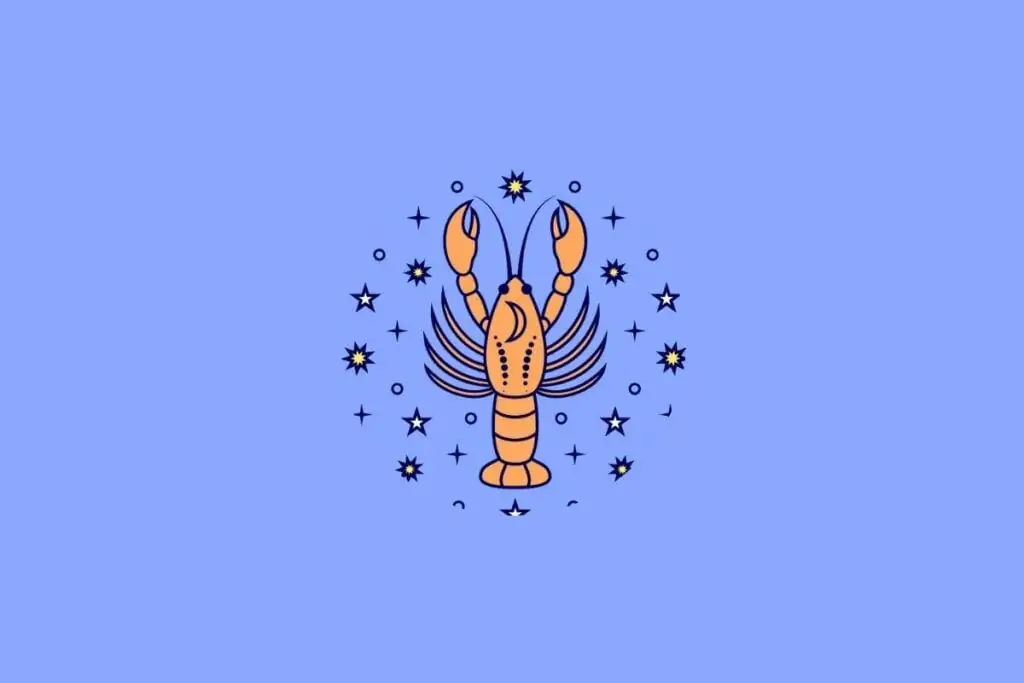 Ilustração do signo de Câncer em um fundo lilás