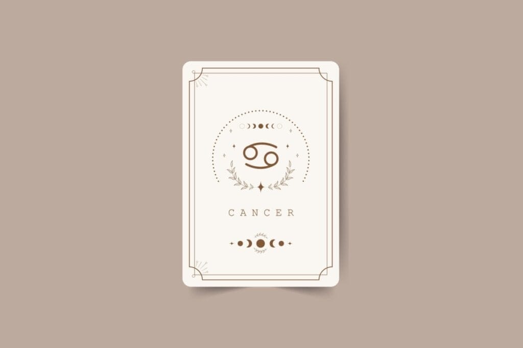 Ilustração do signo de câncer em uma carta de tarot