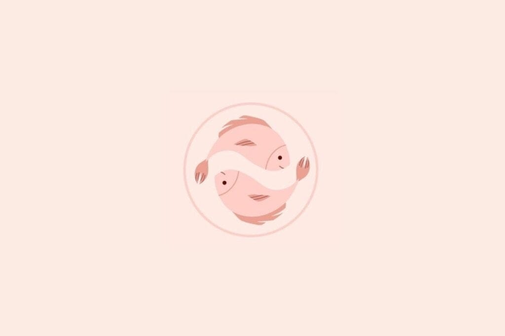 Ilustração do símbolo de peixes em um fundo rosa