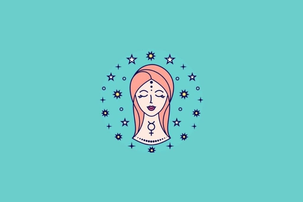 Ilustração do signo de Virgem em um fundo verde