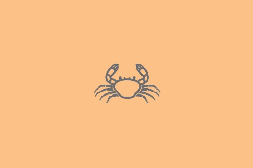 Ilustração do signo de Câncer, exibindo um caranguejo minimalista
