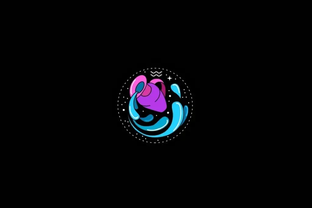 Ilustração do signo de Aquário em um fundo preto