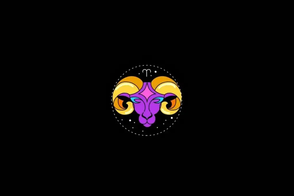 Ilustração do signo de Áries em um fundo preto