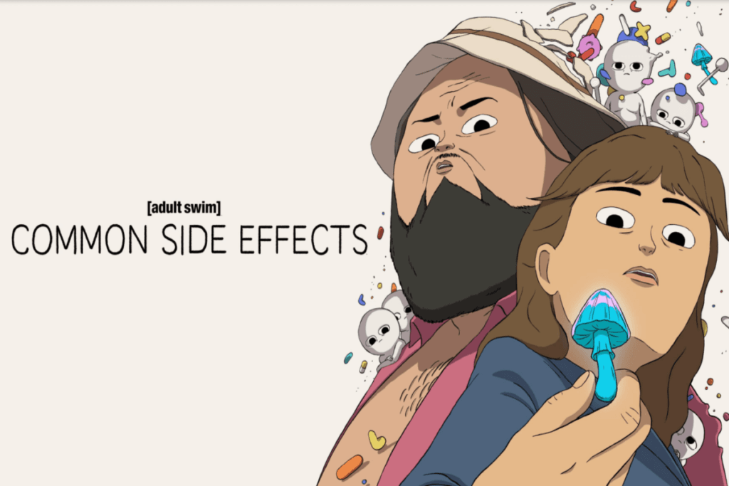 imagem de capa da série  “Common Side Effects” com ilustração de duas pessoas