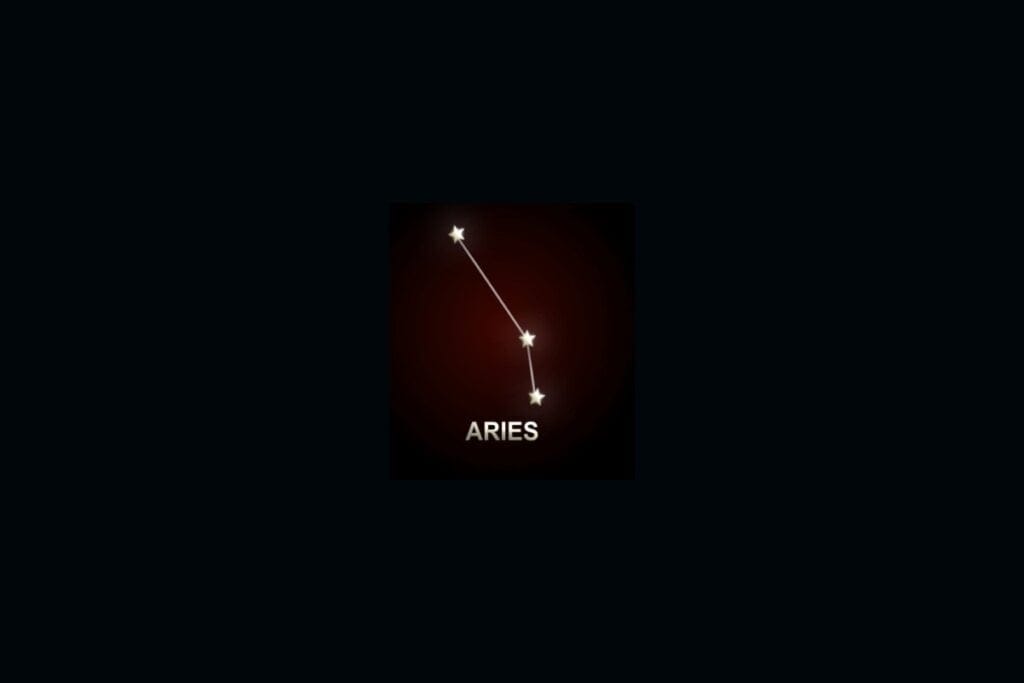 ilustração da constelação do signo de áries com estrelas em fundo preto