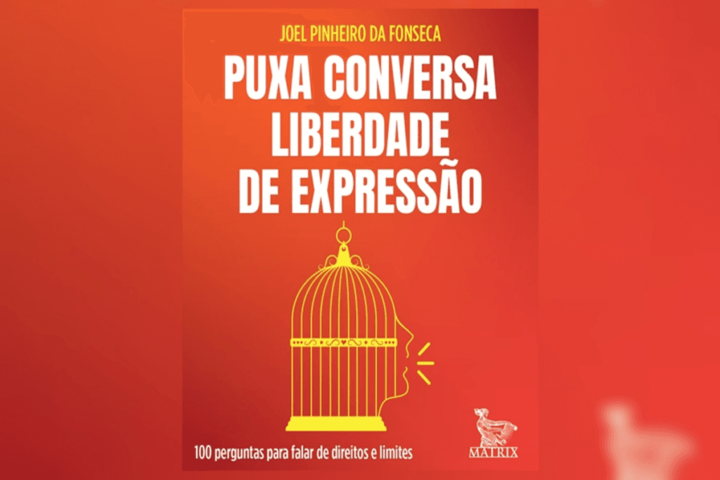 Capa de livro na cor vermelha e escrito o título e nome do autor e com o desenho de uma gaiola de passarinho