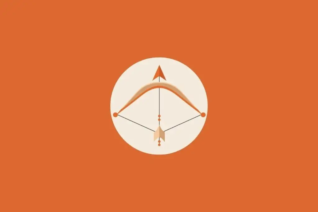 Ilustração de um arco e flecha em um fundo laranja